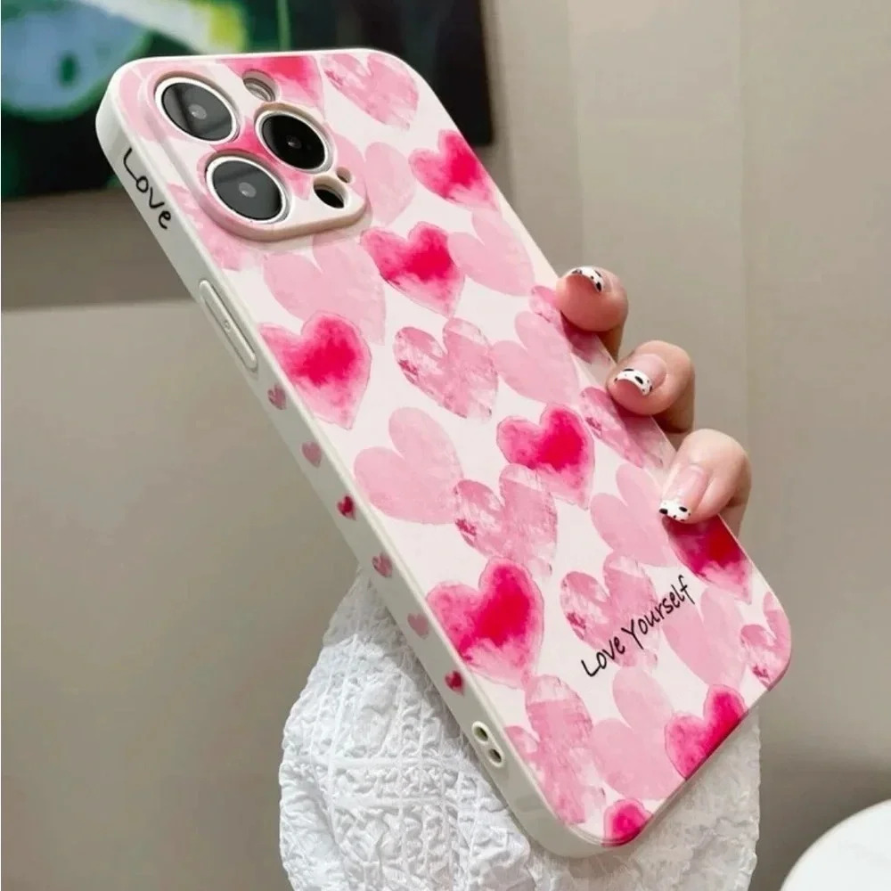 ⚠️Clearance iPhone 14/Pro/Pro Max Pink Hearts Pattern Phone Case - Picture 4 of 4